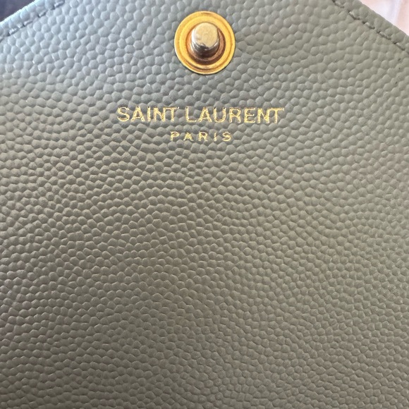 Auth Saint Laurent Gray Caviar Quilted Cassandre Wallet On Chain (WOC) Clutch - Picture 8 of 14